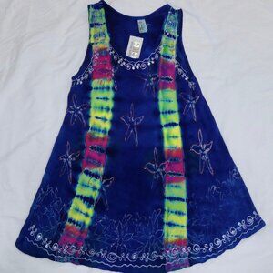 BRAND NEW INDIA BOUTIQUE TANK TOP TUNIC SHIRT EMBELLISHED, SO COLORFUL TIE DYE